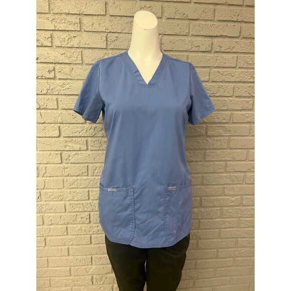 Cherokee Workwear Women Blue Scrub Top Size XS - Picture 2 of 9